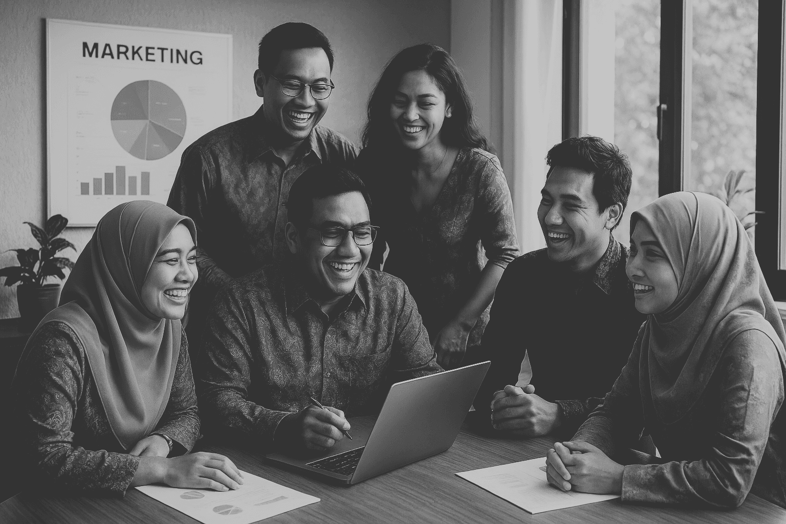 A marketing team working through strategy together
